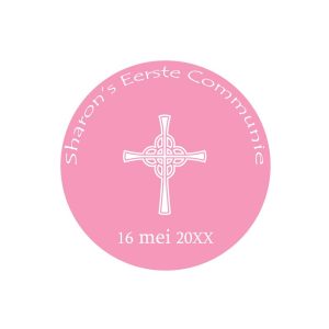 Roze Communie Bedankt Sticker
