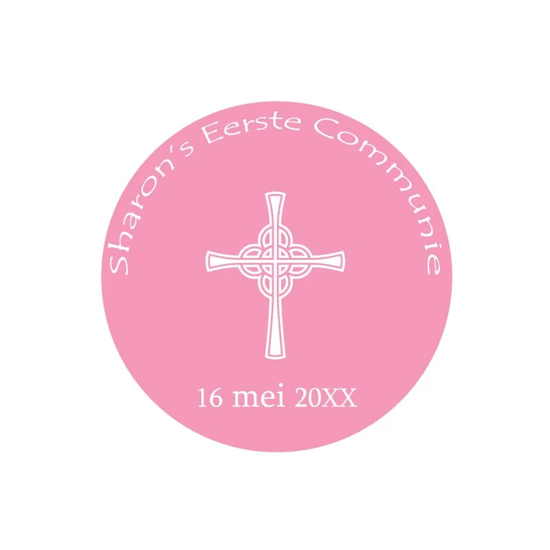 Roze Communie Bedankt Sticker - Afbeelding 2