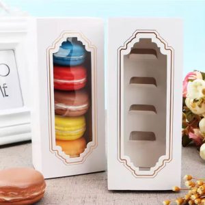 Luxe Macaron Doosjes Wit/Goud voor 5 Macarons – 10 stuks