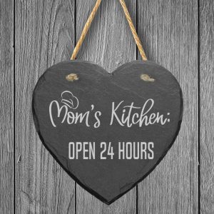 Leisteen Wandbord – Kitchen Open 24 Hours