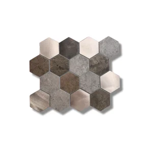 Mozaïek plaktegel bruin goud hexagon groot