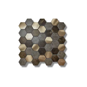 Mozaïek plaktegel bruin goud hexagon