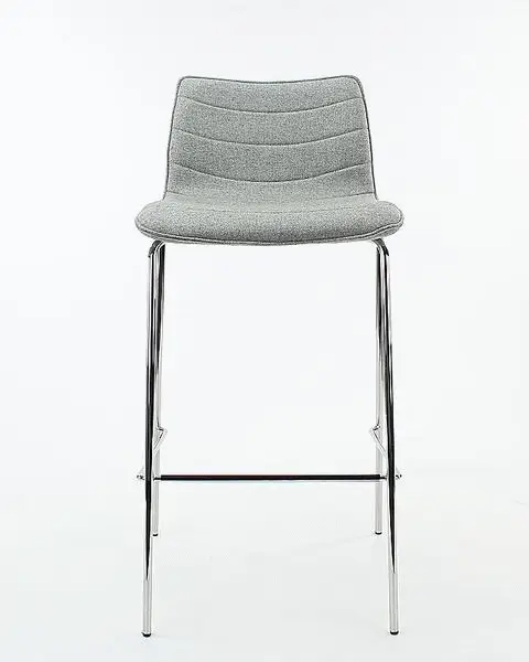 Workliving Verona Barkruk 75 cm - Wolvilt Fenice 602 middengrijs - frame zwart - Afbeelding 3