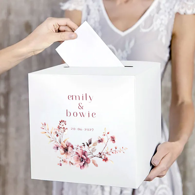 Cadeaubox Bruiloft Bordeaux & Blush | Luxe Gepersonaliseerde Doos