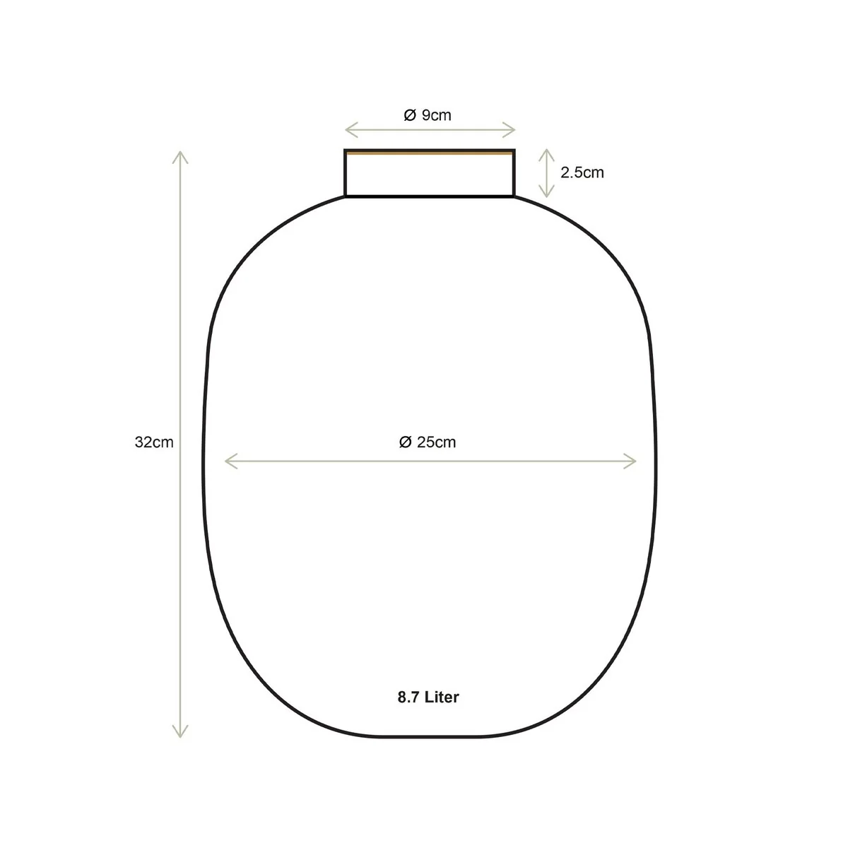 Vase Metal Ochre 32cm - Afbeelding 5