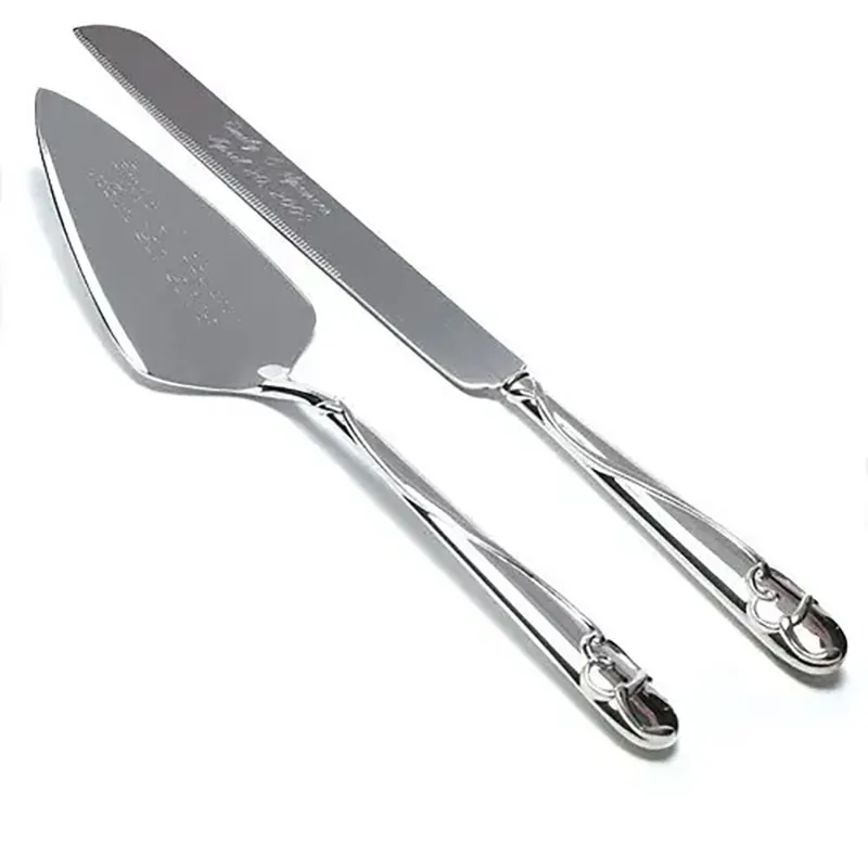 Elegant Hart Taartschep en mes - Afbeelding 2