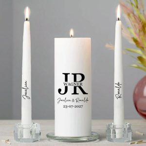 Gepersonaliseerde Trouwkaarsen Set Signature Monogram | 3-delig