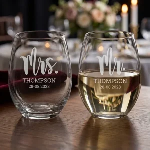 Kristallen Glazen Set ‘Mr & Mrs’ – Het Ultieme Proostmoment