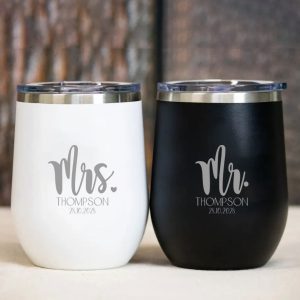 Gegraveerde Bekers Set (Zwart & Wit)