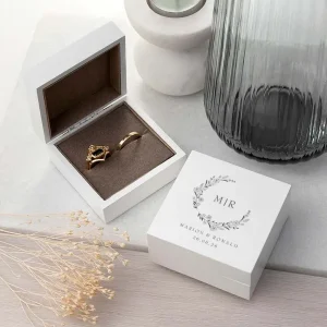 Wit Ringen Doosje Bruiloft Monogram Wreath | Hout