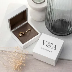 Wit Ringendoosje met Initialen | Gepersonaliseerd Hout