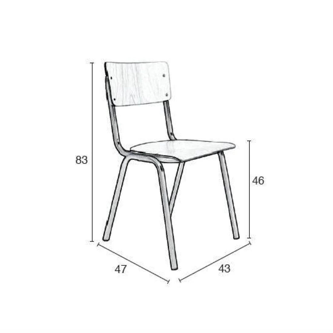 Workliving Set van 4 Eetkamerstoel Houten Design Zwart School - Afbeelding 9