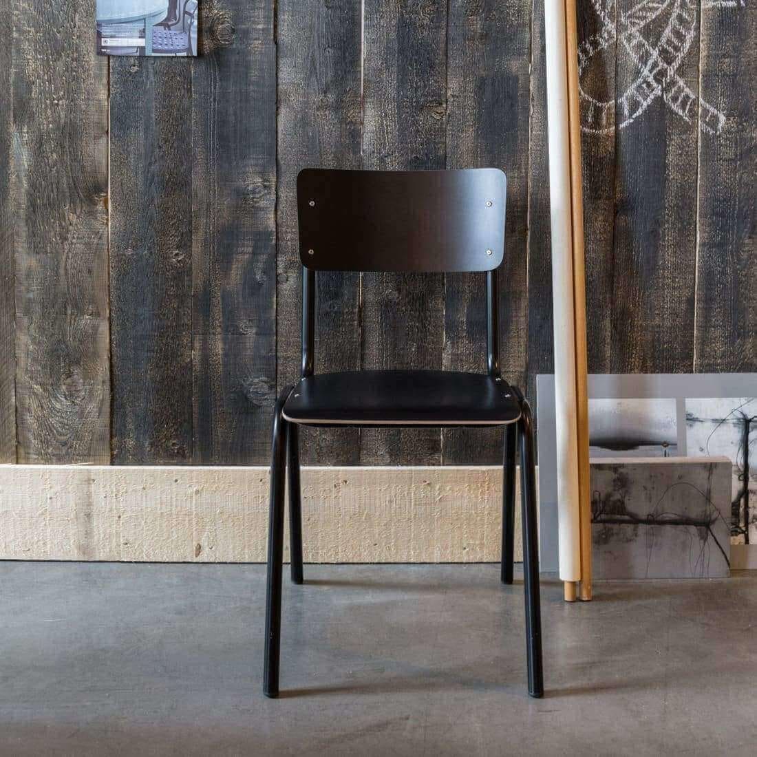 Workliving Set van 4 Eetkamerstoel Houten Design Zwart School - Afbeelding 4