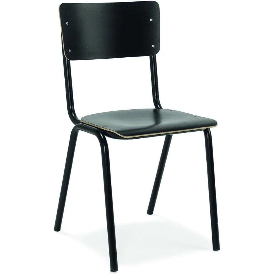 Workliving Set van 4 Eetkamerstoel Houten Design Zwart School - Afbeelding 3