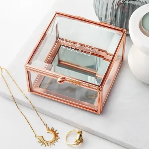 Gepersonaliseerd Sieradendoosje Roségoud Glas | Luxe Cadeau