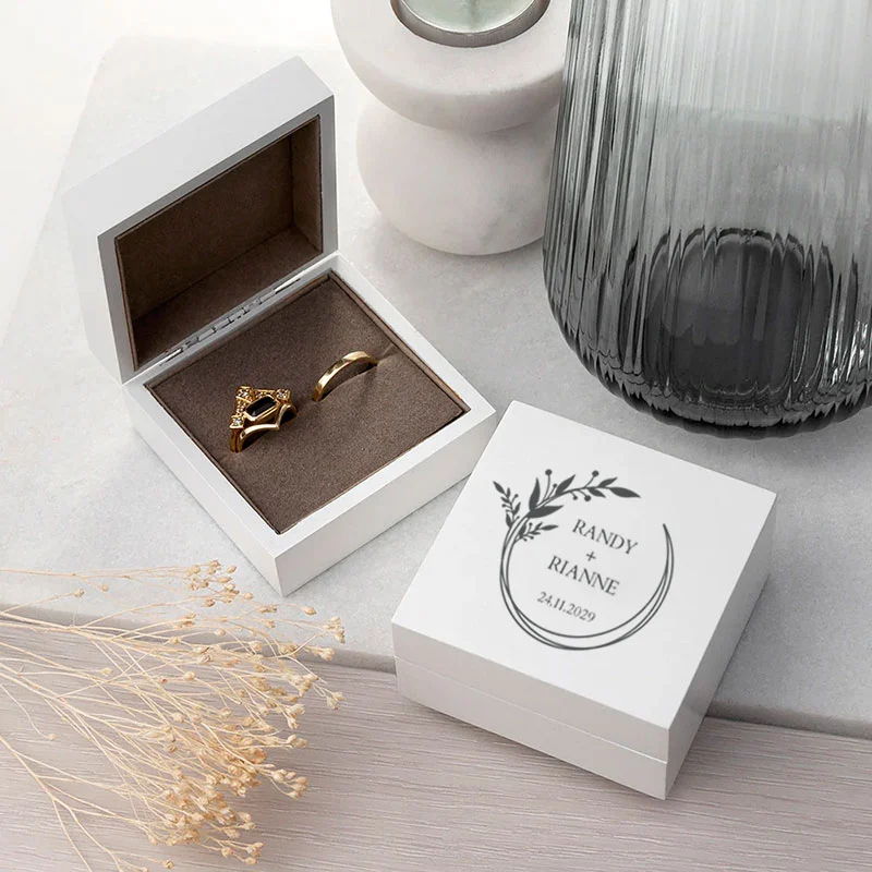 Wit Houten Ring Doosje Botanical - Afbeelding 2