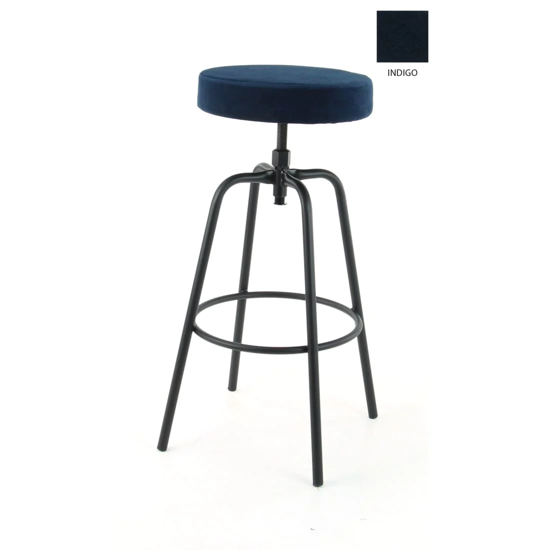 Workliving Barkruk Hoog Rond - Velvet Indigo - 74-82 CM