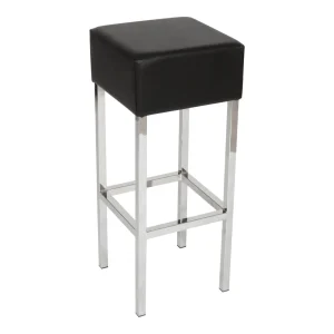 Workliving Barkruk Skai - Zwart / Chroom - 82 CM