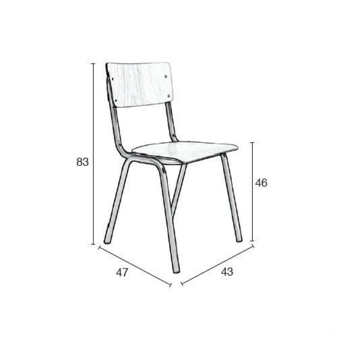 Workliving School Eetkamerstoel - Houten Design Zwart - Afbeelding 9